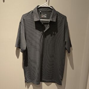 Under Armour Men's Polo Shirt in Dark Gray Stripes